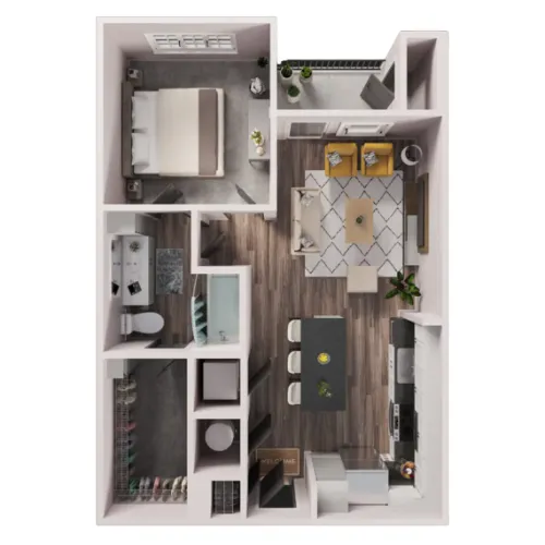 Tin Top Flats at the Creamery San Antonio Floorplan 3