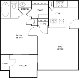 Walnut Hill Apartments San Antonio Floorplan 1