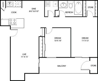 Walnut Hill Apartments San Antonio Floorplan 6