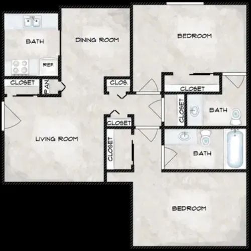 Lubbock Lakeway Apartments floor plan 2