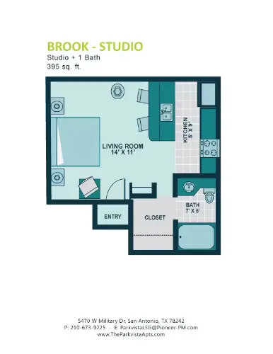ParkVista Apartments San Antonio Floorplan 1
