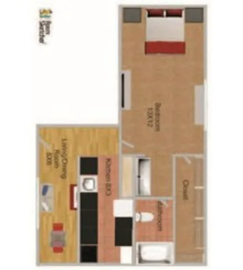 Quaker Pines Apartments and Townhomes Lubbock FloorPlan 1