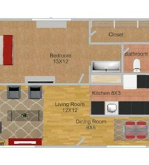 Quaker Pines Apartments and Townhomes Lubbock FloorPlan 2