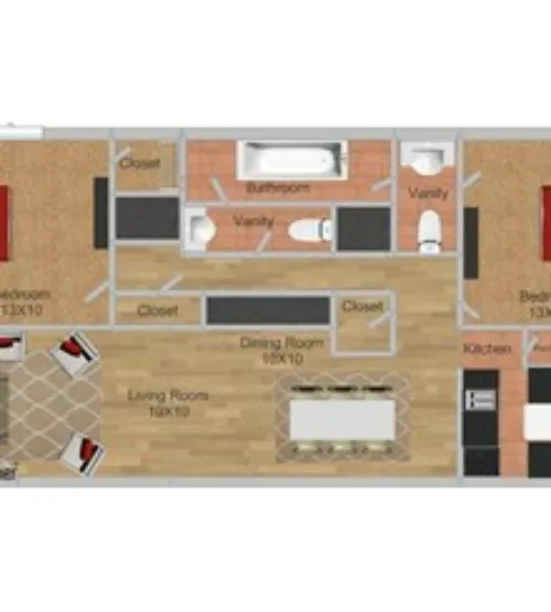 Quaker Pines Apartments and Townhomes Lubbock FloorPlan 4