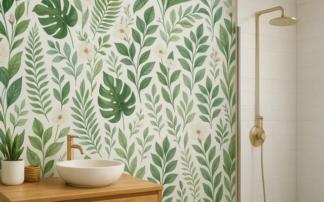 Stylish Peel and Stick Botanical Wallpaper & Waterproof Bathroom Designs for Renters